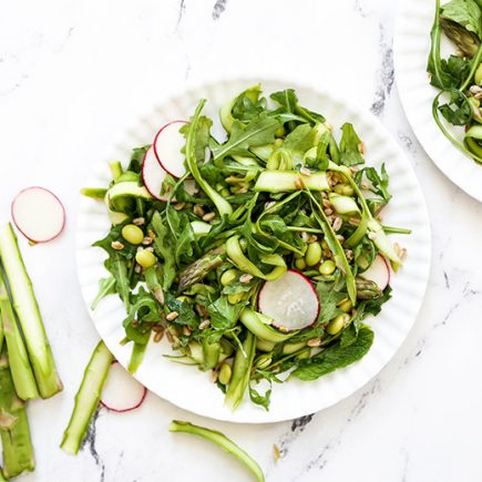 Shaved Asparagus and Arugula Salad with Farro and Edamame | www.floatingkitchen.net