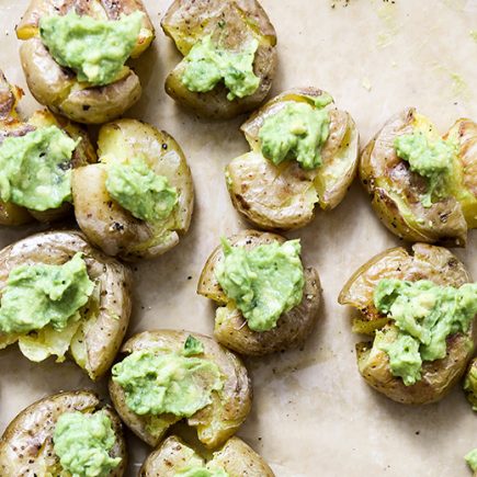 Smashed Potatoes with Spicy Guacamole | www.floatingkitchen.net