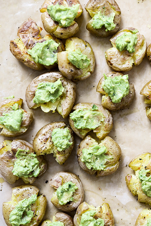 Smashed Potatoes with Spicy Guacamole | www.floatingkitchen.net