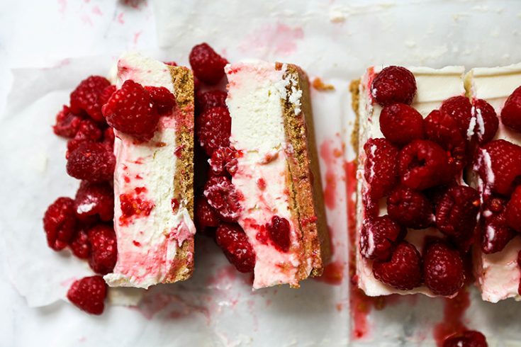 Small Batch No-Bake White Chocolate and Lavender Cheesecake with Raspberries