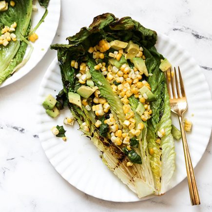 Grilled Romaine Salad with Corn and Avocado | www.floatingkitchen.net