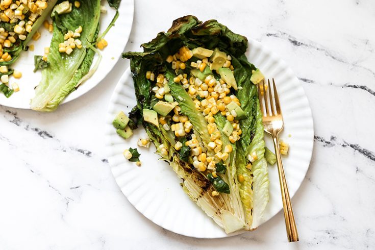 Grilled Romaine Salad with Corn and Avocado