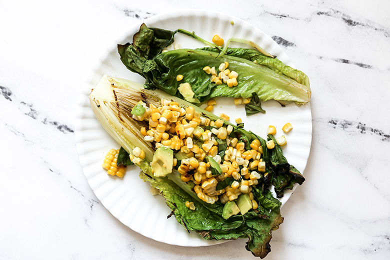 Grilled Romaine Salad with Corn and Avocado | www.floatingkitchen.net