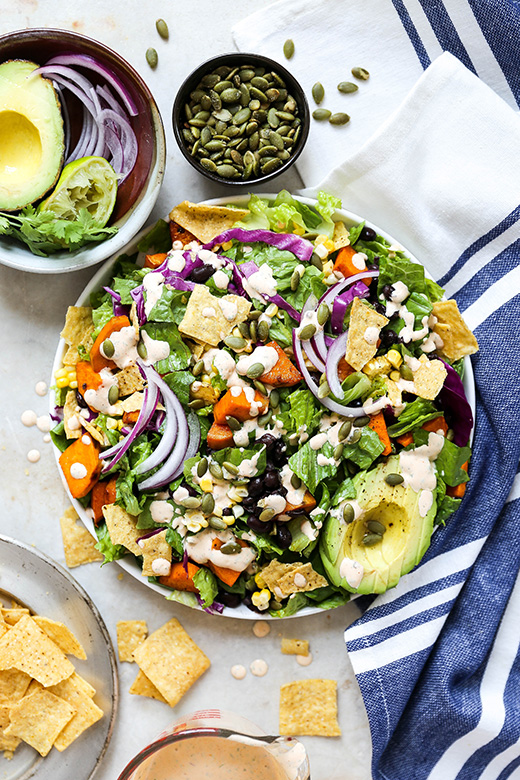 Smoky Sweet Potato Taco Salad | www.floatingkitchen.net