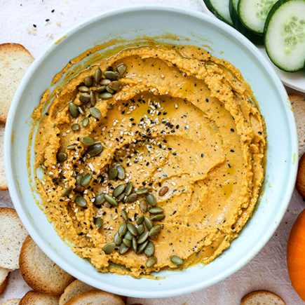 Everything Bagel Pumpkin Hummus | www.floatingkitchen.net