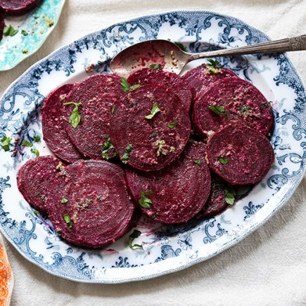 Roasted Beets with Parsley Pesto Vinaigrette | www.floatingkitchen.net