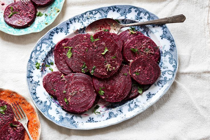 Roasted Beets with Parsley Pesto Vinaigrette