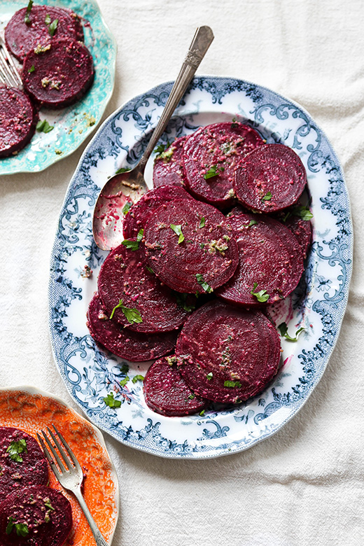 Roasted Beets with Parsley Pesto Vinaigrette | www.floatingkitchen.net
