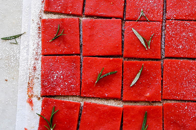 Cranberry Curd Bars with Pecan-Rosemary Shortbread Crust | www.floatingkitchen.net