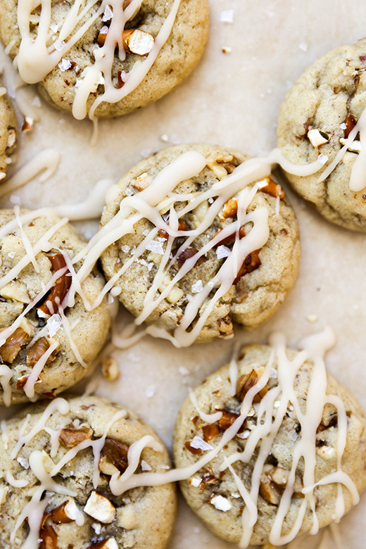 Salted Maple Walnut Pretzel Cookies | www.floatingkitchen.net