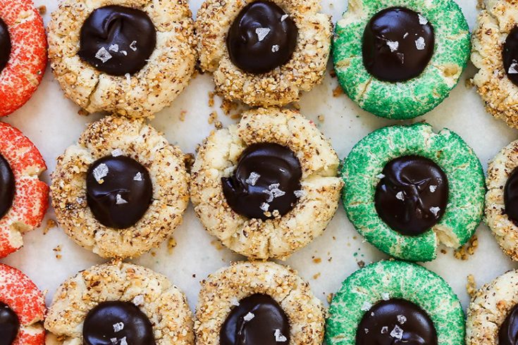 Almond Thumbprint Cookies with Dark Chocolate and Sea Salt