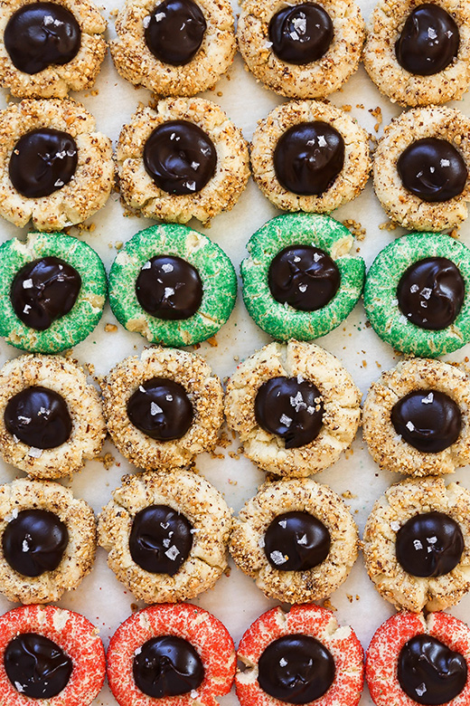 Almond Thumbprint Cookies with Dark Chocolate and Sea Salt | www.floatingkitchen.net