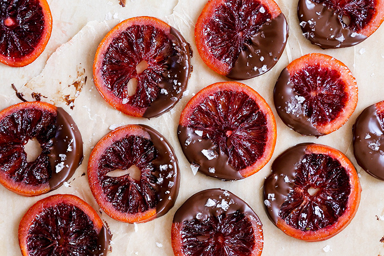 Candied Blood Orange Slices Dipped in Dark Chocolate | www.floatingkitchen.net