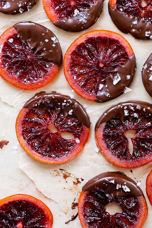 Candied Blood Orange Slices Dipped in Dark Chocolate | www.floatingkitchen.net