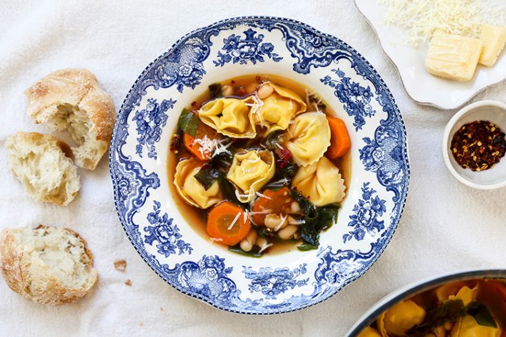 Tortellini and White Bean Soup with Swiss Chard