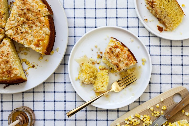 Cornbread with Fresh Corn and Crumble Topping Floating Kitchen