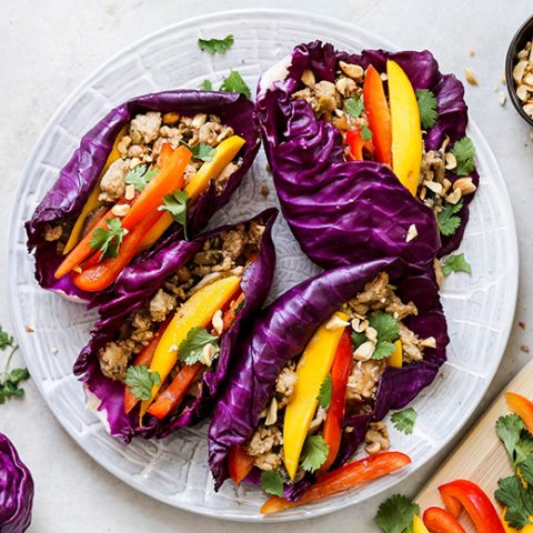 Thai Chicken Cabbage Wraps with Peanut Sauce-image