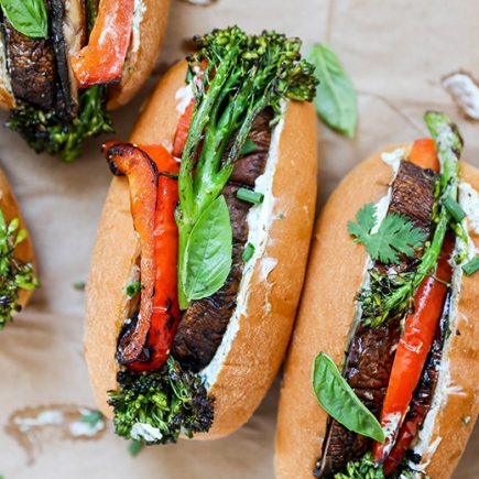 Grilled Mushroom, Pepper and Broccolini Veggie Dogs | www.floatingkitchen.net
