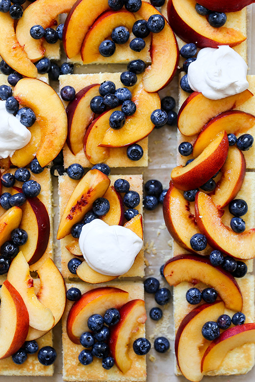 Peach-Blueberry Sheet Cake Shortcake | www.floatingkitchen.net