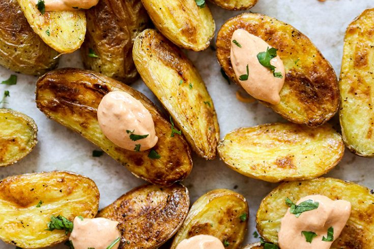 Crispy Fingerling Potatoes with Chipotle Cream