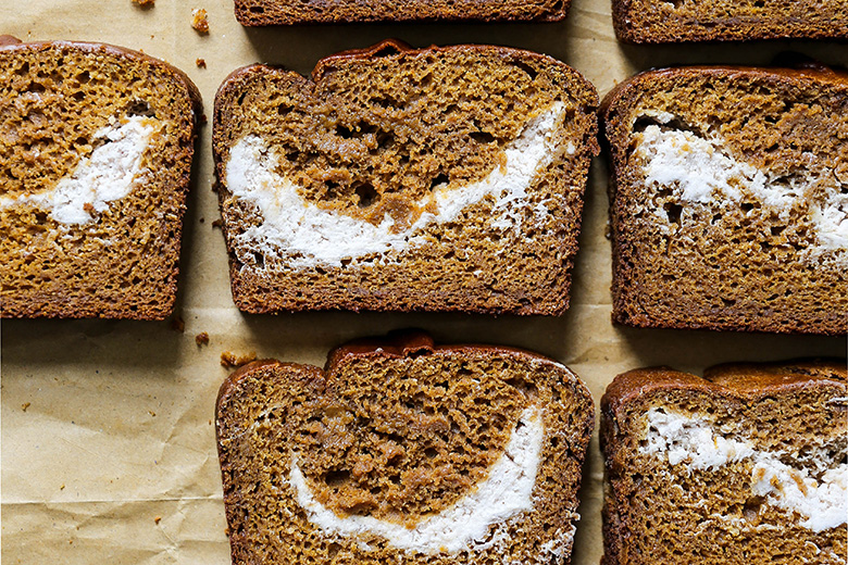 Pumpkin-Molasses Bread with Cream Cheese Filling | www.floatingkitchen.net