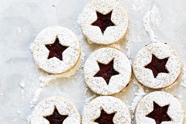 Hazelnut Linzer Cookies with Vanilla-Cranberry Jam