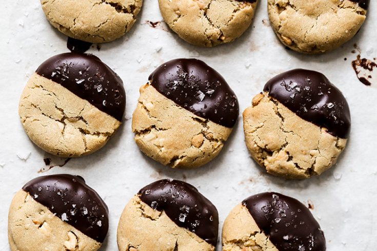 Chocolate-Dipped Salted Cashew Cookies