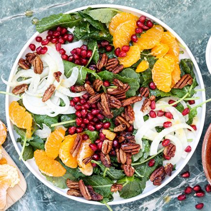 Christmas Kale Salad with Fennel, Pomegranate, Oranges and Spiced Pecans | www.floatingkitchen.net