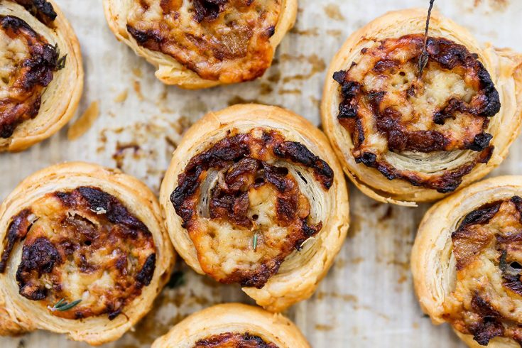 French Onion Puff Pastry Pinwheels