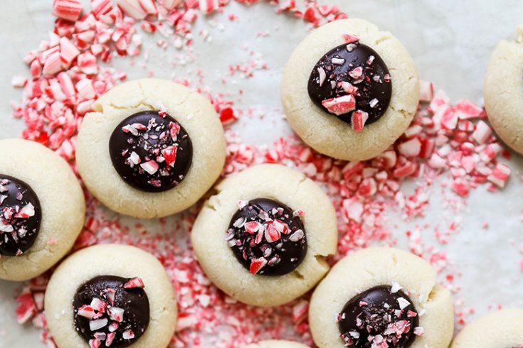 Peppermint Chocolate Thumbprint Cookies