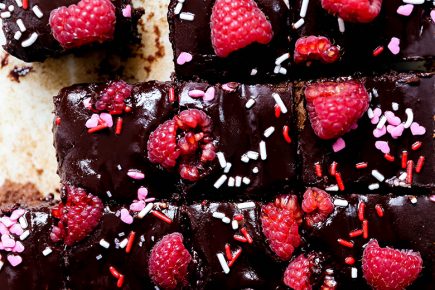 Brownies with Chocolate-Raspberry Ganache | www.floatingkitchen.net