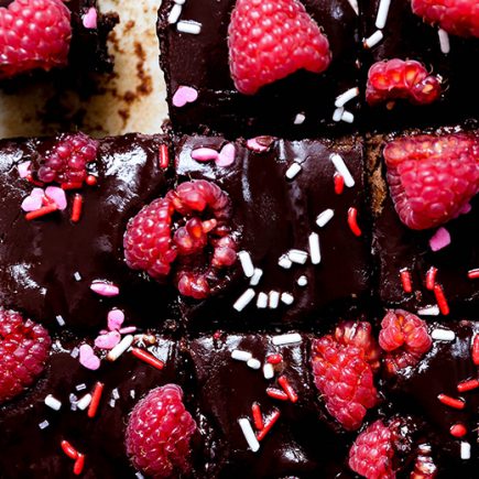 Brownies with Chocolate-Raspberry Ganache | www.floatingkitchen.net