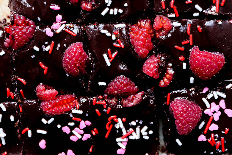 Brownies with Chocolate-Raspberry Ganache | www.floatingkitchen.net
