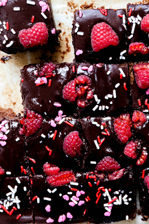 Brownies with Chocolate-Raspberry Ganache | www.floatingkitchen.net