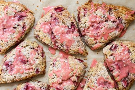 Fresh Strawberry Scones with Strawberry Glaze | www.floatingkitchen.net