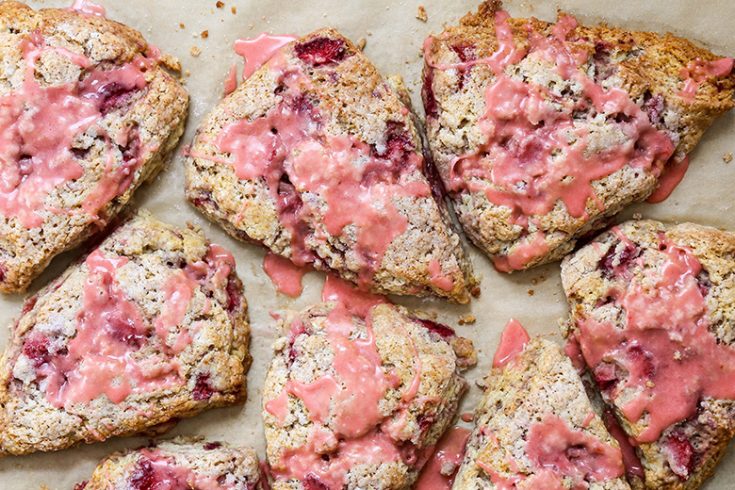 Fresh Strawberry Scones with Strawberry Glaze