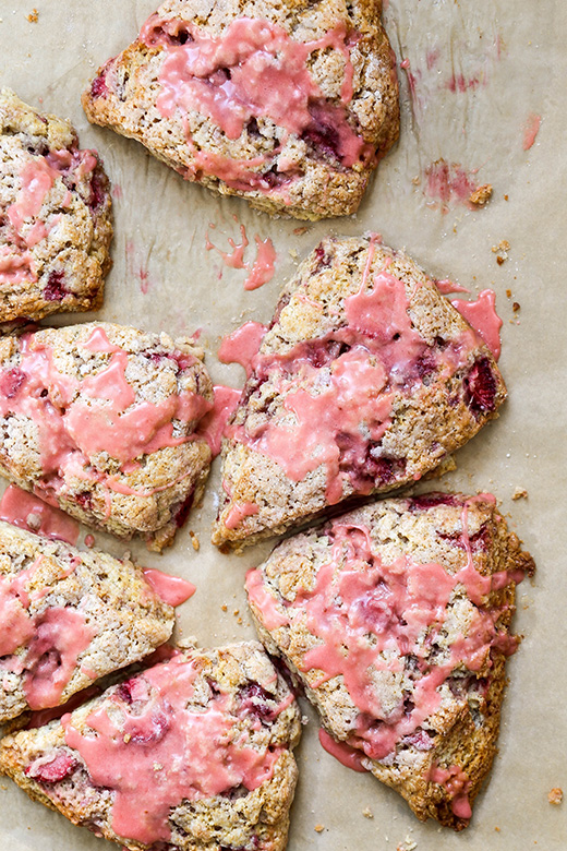 Fresh Strawberry Scones with Strawberry Glaze | www.floatingkitchen.net