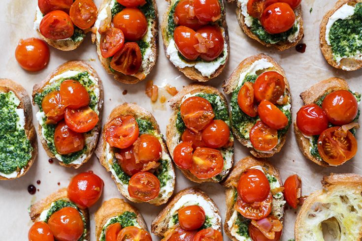 Bruschetta with Ricotta and Basil Pesto