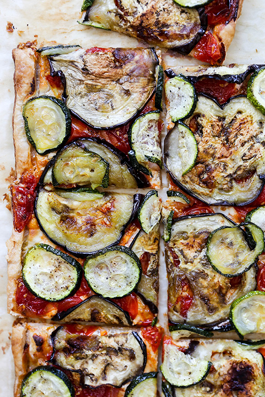 Eggplant and Zucchini Tart with Goat Cheese and Tomato-Shallot Jam | www.floatingkitchen.net