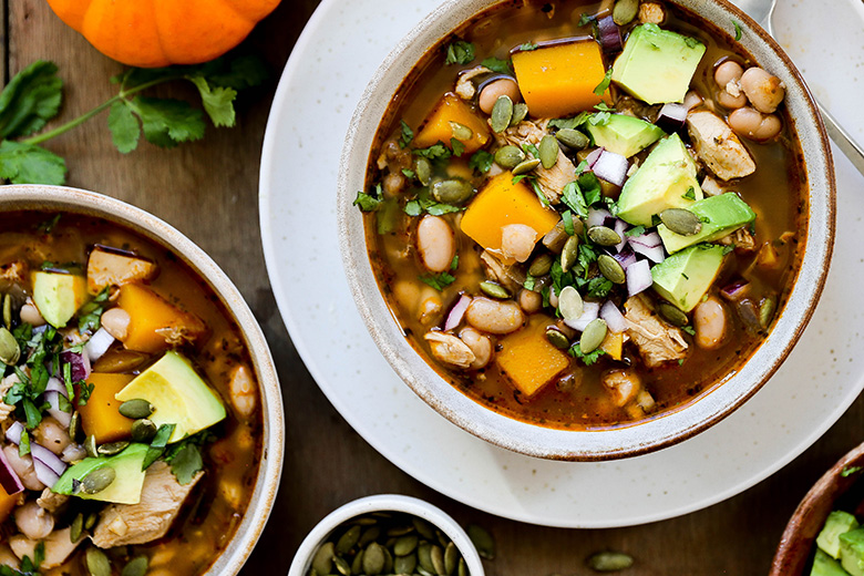 Chicken and White Bean Chili with Pumpkin | www.floatingkitchen.net