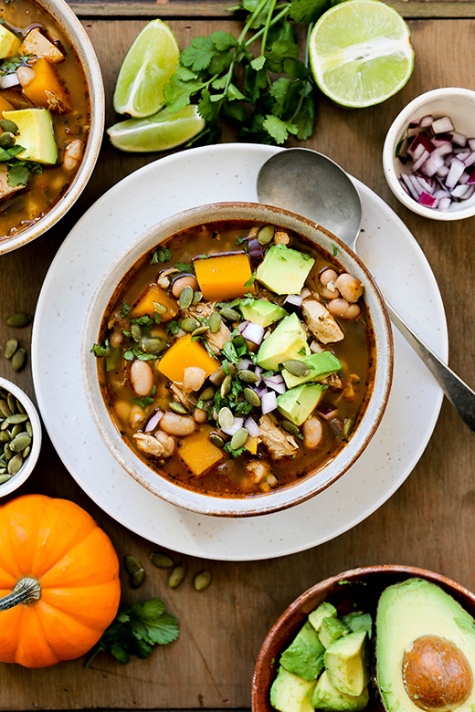 Chicken and White Bean Chili with Pumpkin | www.floatingkitchen.net