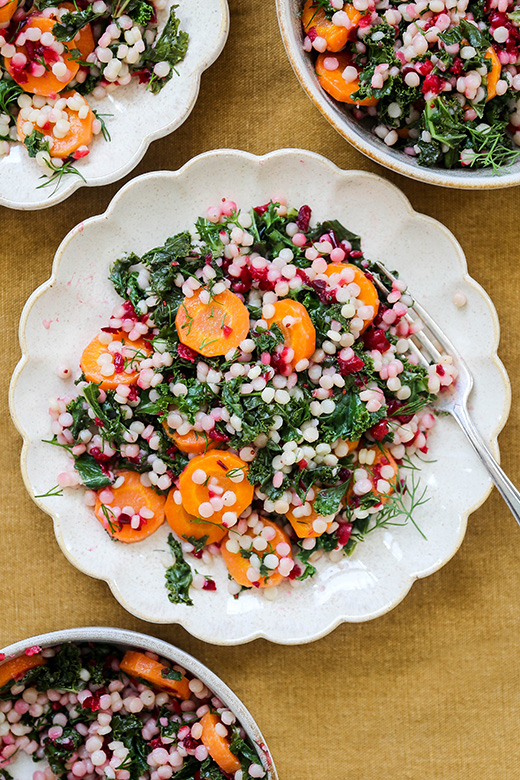 Wilted Kale and Couscous Salad with Carrots and Cranberries | www.floatingkitchen.net