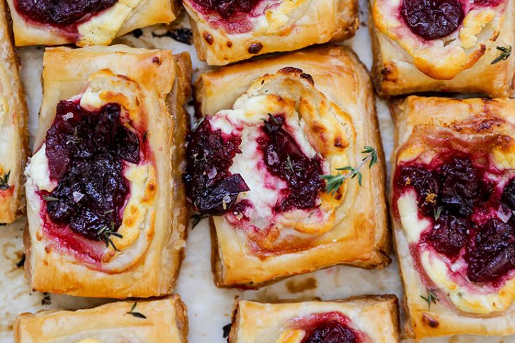 Goat Cheese and Cranberry Puff Pastry Bites