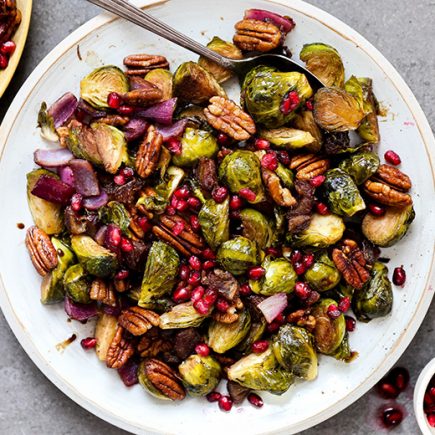 Roasted Brussels Sprouts and Red Onions with Pecans and Dates | www.floatingkitchen.net