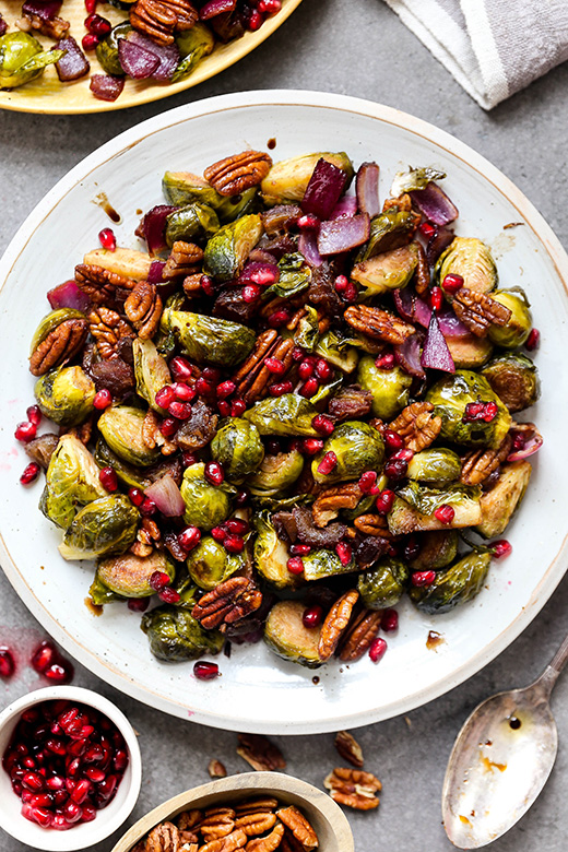 Roasted Brussels Sprouts and Red Onions with Pecans and Dates | www.floatingkitchen.net