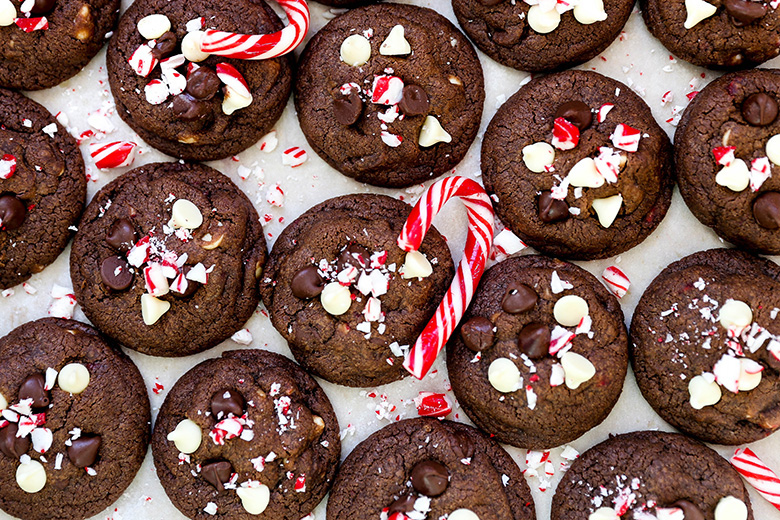 No-Chill Triple Chocolate Peppermint Cookies | www.floatingkitchen.net