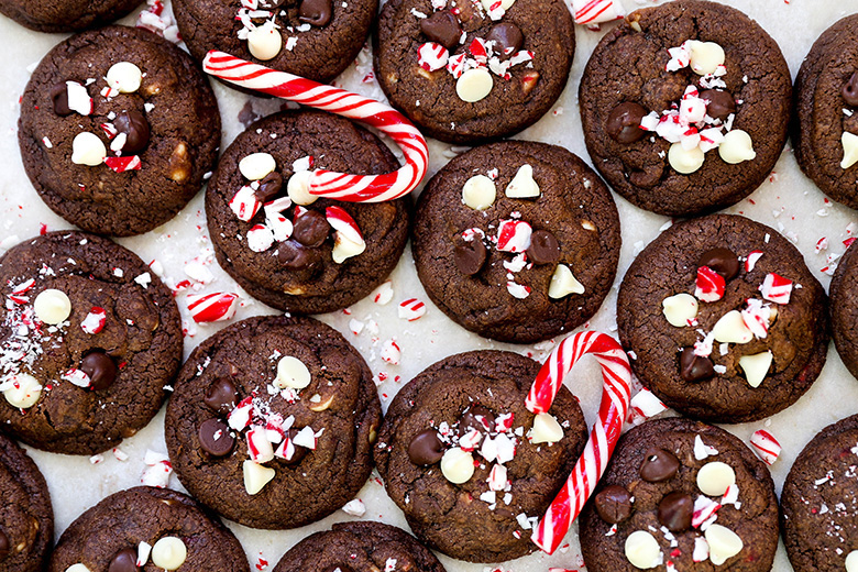 No-Chill Triple Chocolate Peppermint Cookies | www.floatingkitchen.net