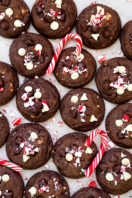 No-Chill Triple Chocolate Peppermint Cookies | www.floatingkitchen.net