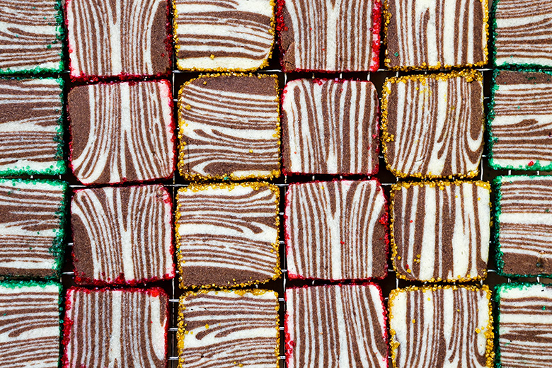 Zebra-Striped Chocolate Malted Shortbread Cookies | www.floatingkitchen.net