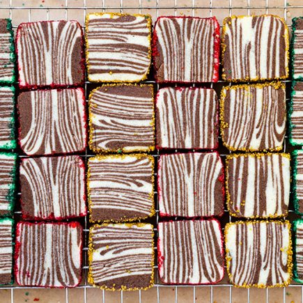 Zebra-Striped Chocolate Malted Shortbread Cookies | www.floatingkitchen.net